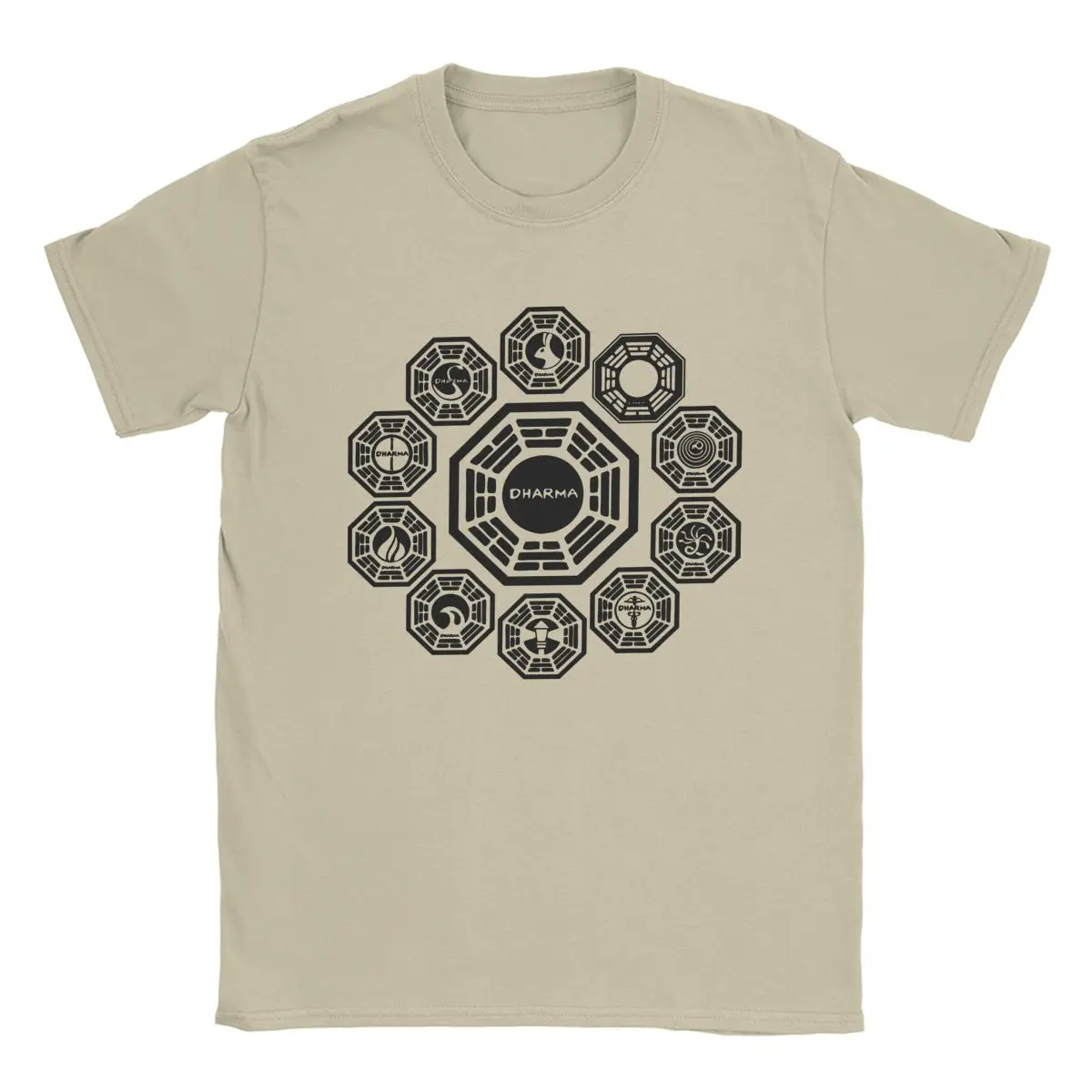 DHARMA Initiative T Shirt for Men Cotton Funny T-Shirt Round Collar 1977 Tv Show Lost Tee Shirt Short Sleeve Clothing Summer