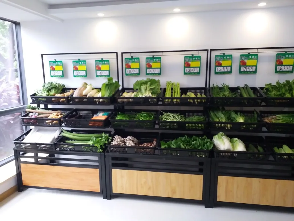 Vegetable store, fruit store, shelf display, vegetable shelf, supermarket, fruit shelf