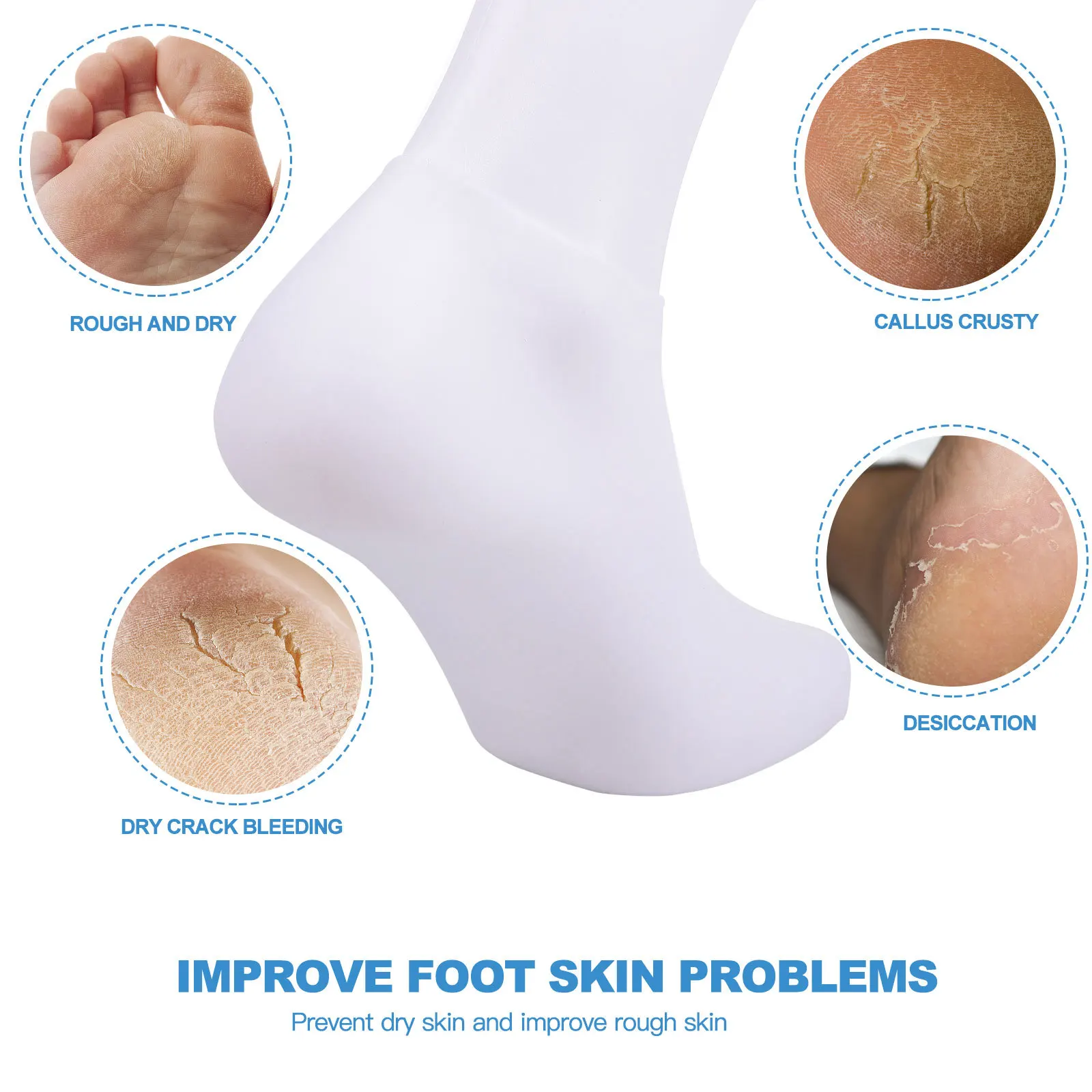 

1 Pair Moisturizing Treatment Socks For Dry Cracked Feet Foot Care Exfoliator Stocking Preserve Moisture Skin Softener Foot