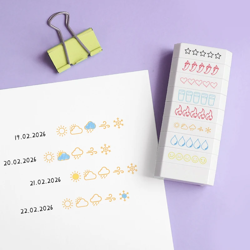 8-layer Colorful Stamp 5 Star Rating Mood Rating Weather Rating Book Rating Food Rating Checklist Planner Scrapbooking Stamp