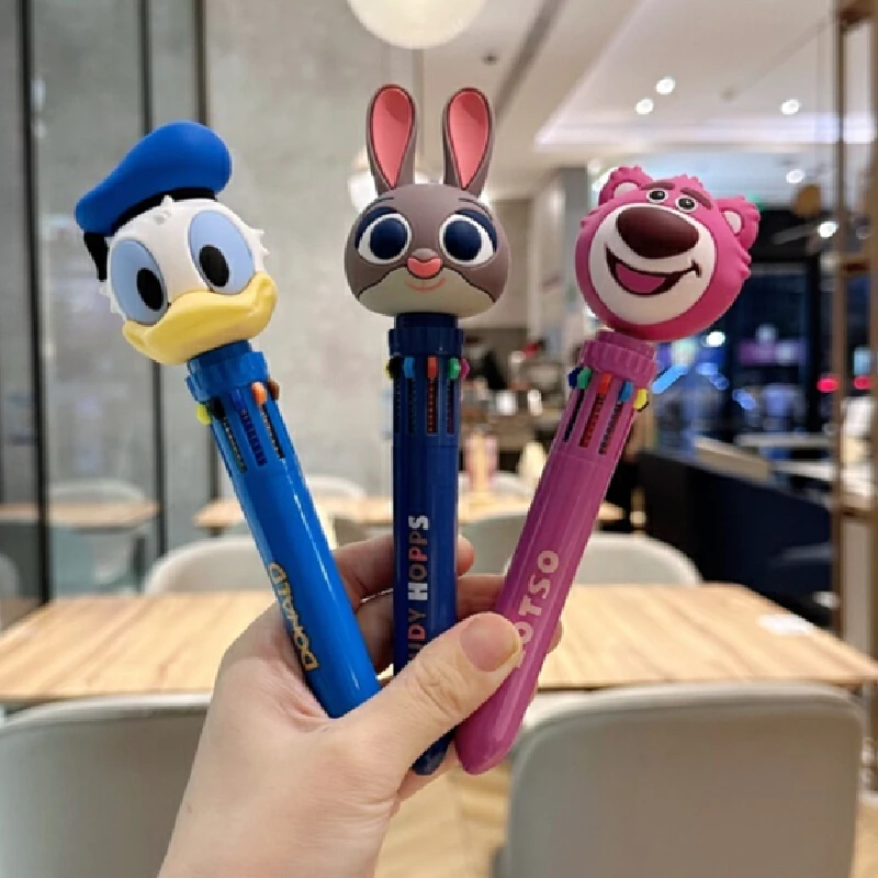 new Disney Genuine Donald Duck Big Head Judy Rabbit Strawberry Bear Multi-Color Children'S Cartoon 3d Figurine Ballpoint Pen