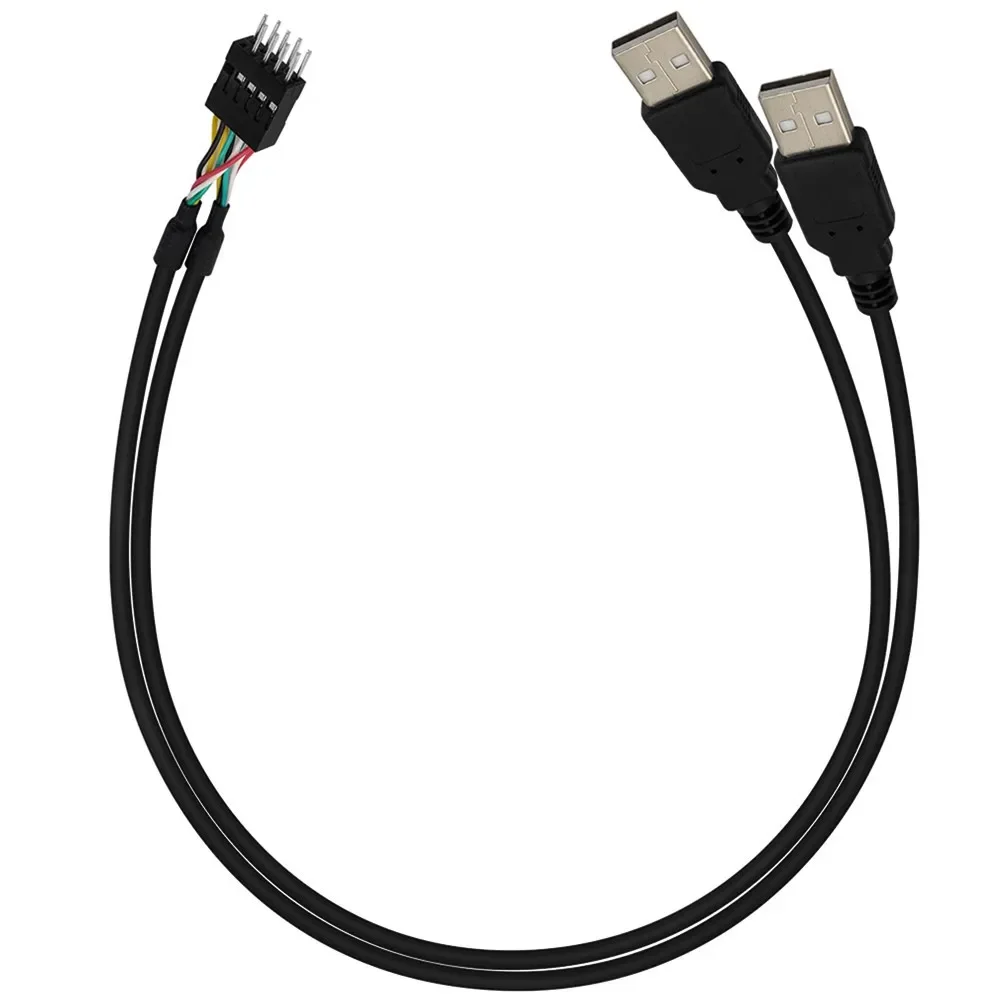 50cm Motherboard Mainboard Dupont 2.54 9Pin Dual USB 2.0 Type-A Male to Male Extension Data Cable Cord Wire Line for PC DIY