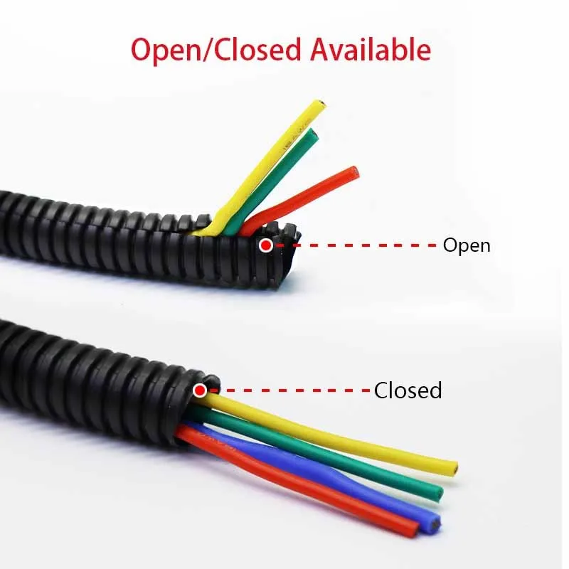 1/5/10M Black PP Insulated Corrugated Pipe AD7.5mm-34.5mm Wire Hose Threading Hose Plastic Corrugated Pipe Protective Sleeve