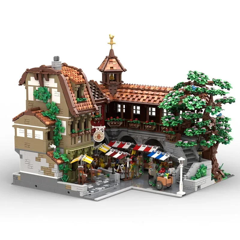 Neue MOC Bausteine Gebäude Modelle Mittelalterlichen Landwirtschaft Markt Modulare Bausteine kinder Spielzeug Geschenke DIYAssemblySet