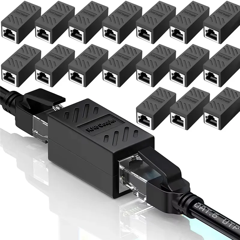 20pcs RJ45 Coupler Ethernet Cable Coupler LAN Connector Cat7 Cat6 Cat5e Ethernet Cable Extender Adapter Female to Female For PC