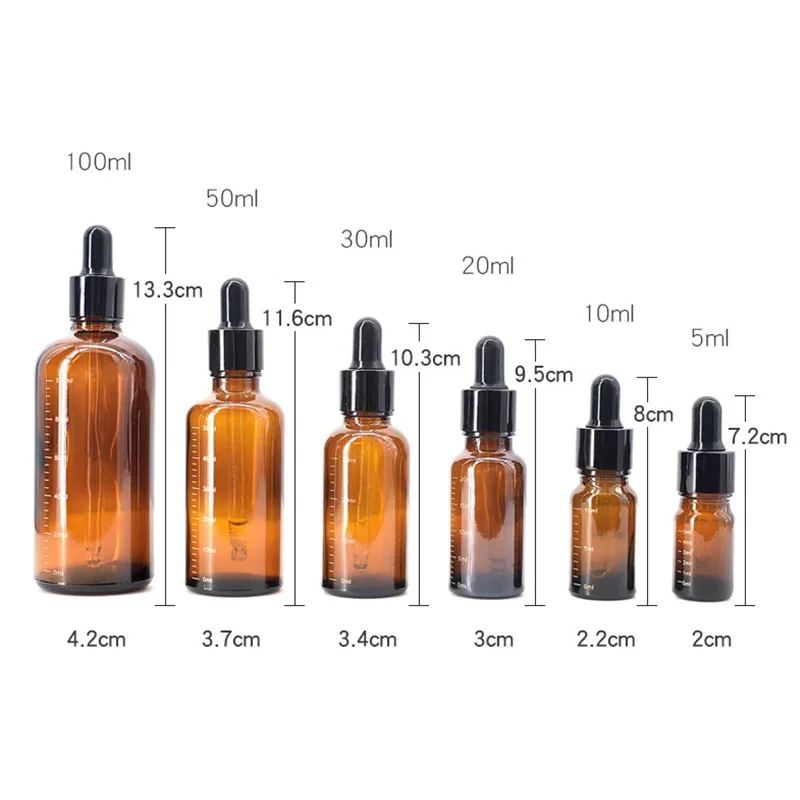 

Dropper Bottles with Scale 5ml-100ml Reagent Eye Drop Amber Glass Aromatherapy Liquid Pipette Bottle Refillable Bottles Travel