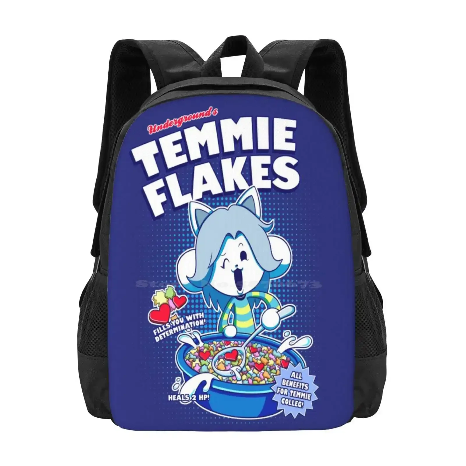 

Temmie Flakes! 3d Print Design Backpack Student Bag Sans Frisk Flowey Undertale Temmie College Underground Temmie Flakes Chara