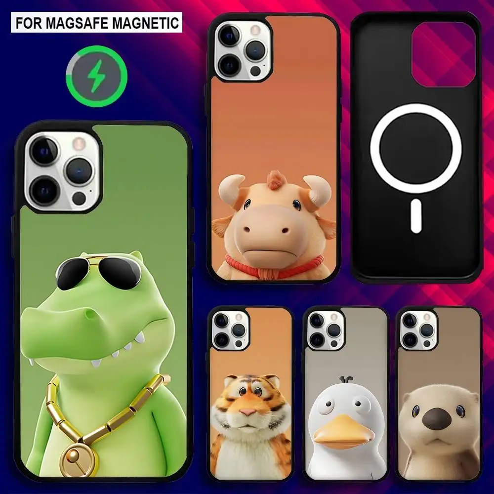 เคสโทรศัพท์ลาย P-Party Animals สำหรับ iPhone 17,16,15,14,13,12,11,Pro,Max,Plus,Mini,SE4,E รองรับการชาร์จไร้สายแบบแม่เหล็ก Magsafe