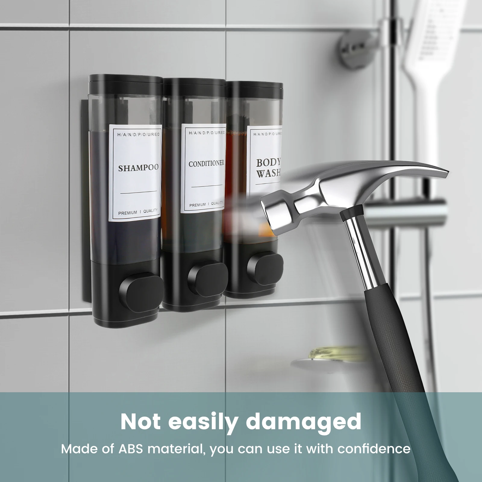 Wall Mounted Bathroom Liquid Soap Dispenser Three Head Hand Sanitizer Holder Wall Mount Soap Shampoo Gel Shower Liquid Container