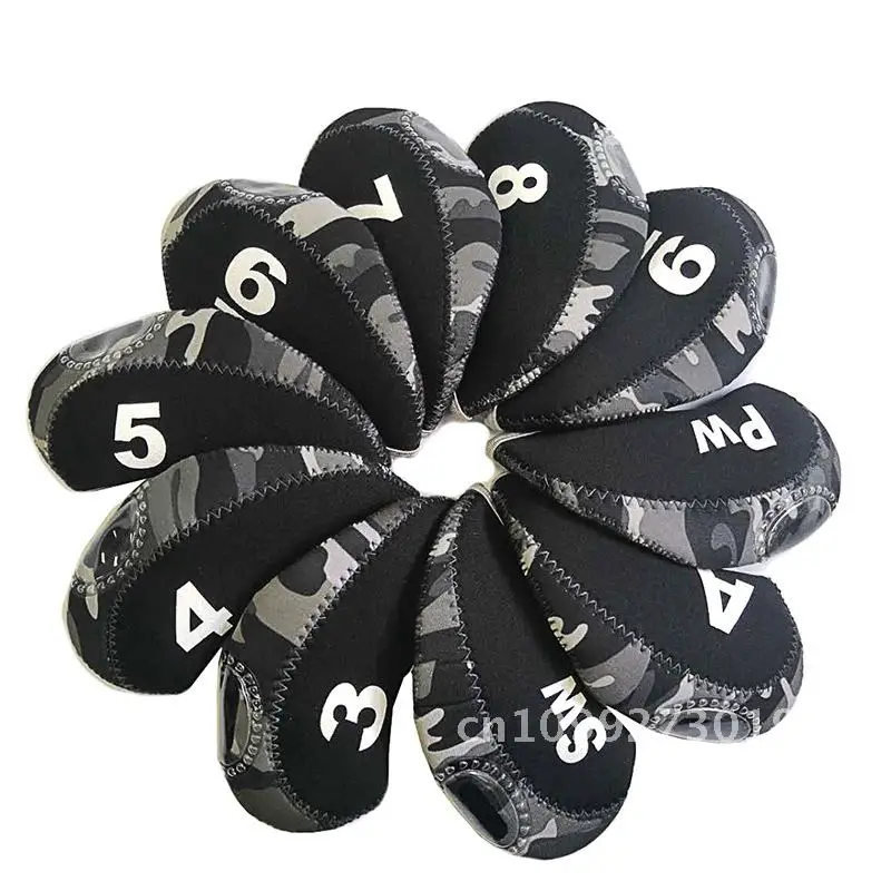 

Lightweight Durable Digitally Camouflage Golf Iron Club Cover Set of 10 See-through Protective Case for Golf Ball Stick