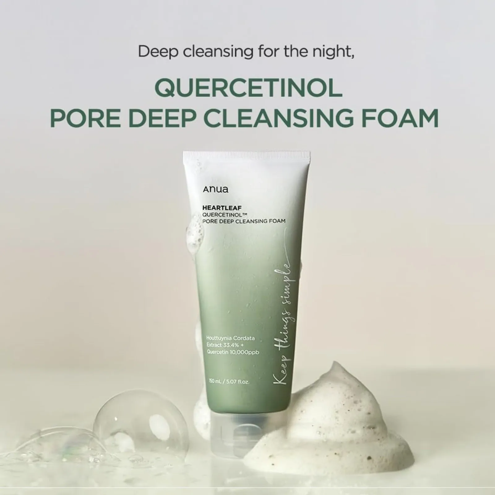 Quercetinol Pore Deep Cleansing  Foaming Facial Cleanser, 5.07 Fl Oz (150 Ml)