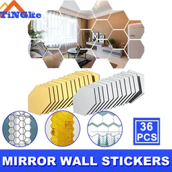 Self Adhesive Hexagon Acrylic Mirror Wall Stickers Acrylic  Mosaic Tiles Decal Bedroom Room Home DIY Decoration Wall Sticker