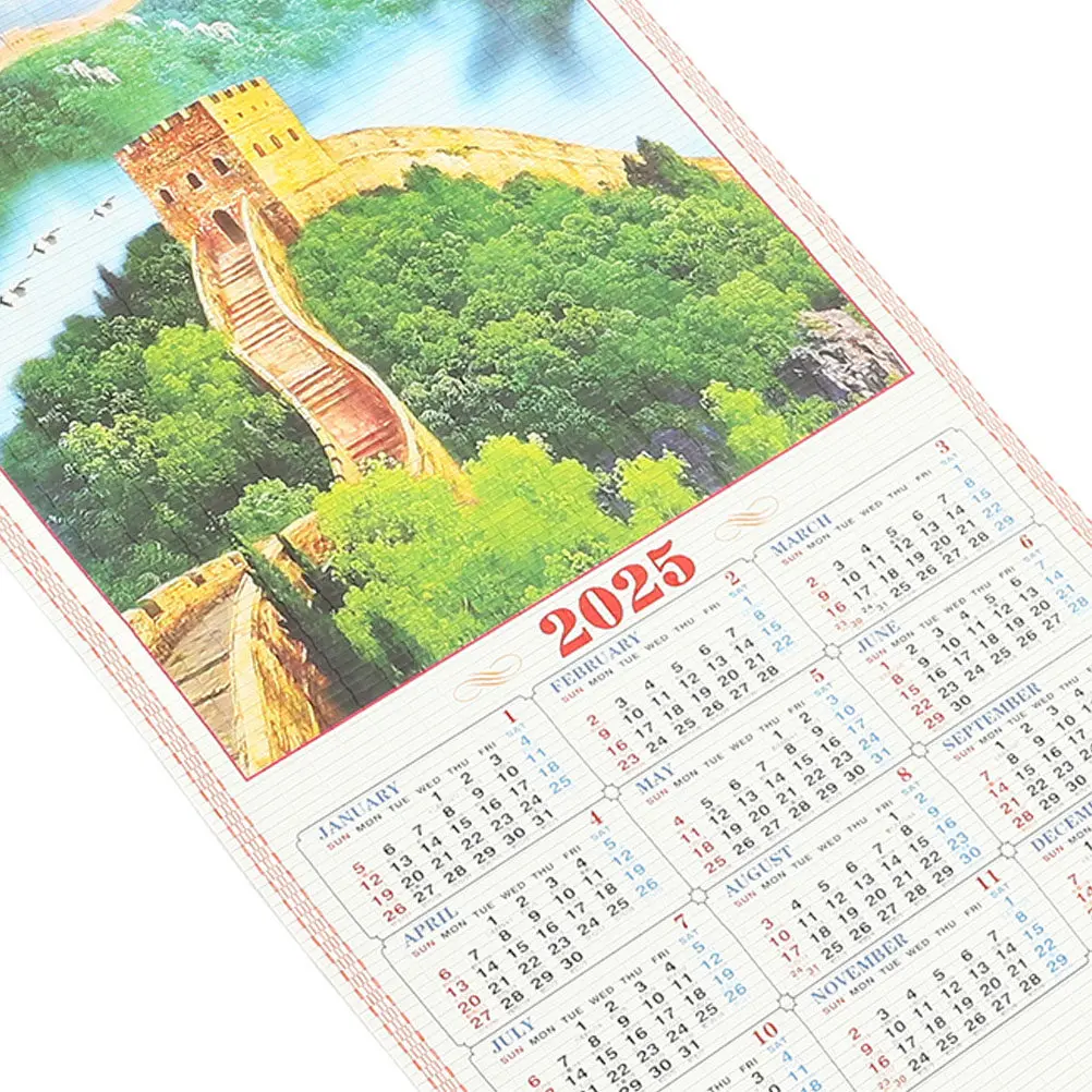 

2Pcs Year of Snake Wall Calendar 2025 Chinese Lunar Calendar Spring Festival Scrolls Home Office Hanging Decor