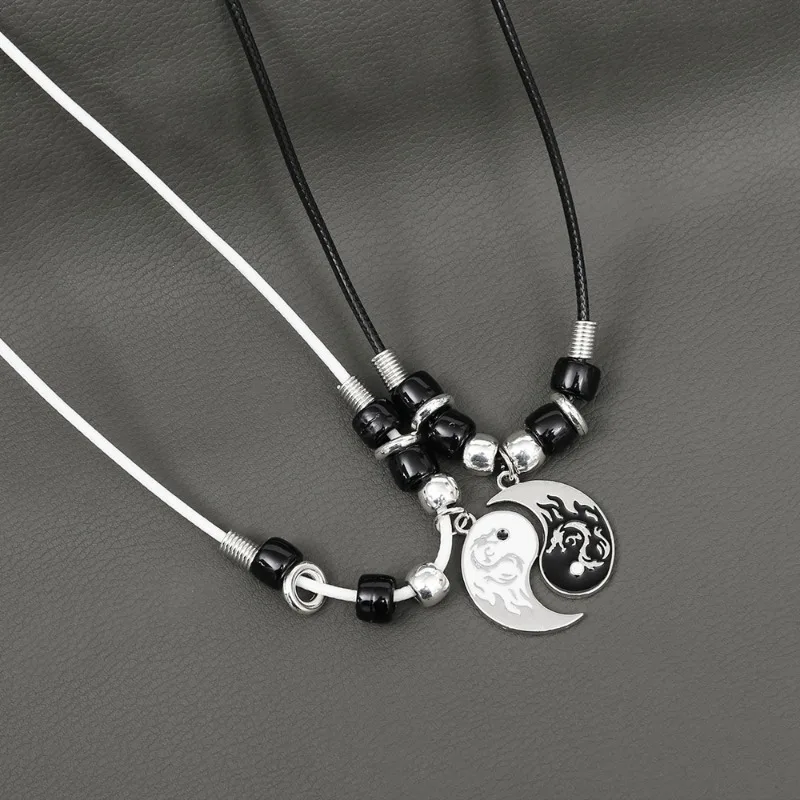 A forma di drago nero bianco Splicing Yin Yang Tai Chi intrecciato coppia collane bracciali stile progettato gioielli di amicizia squisiti