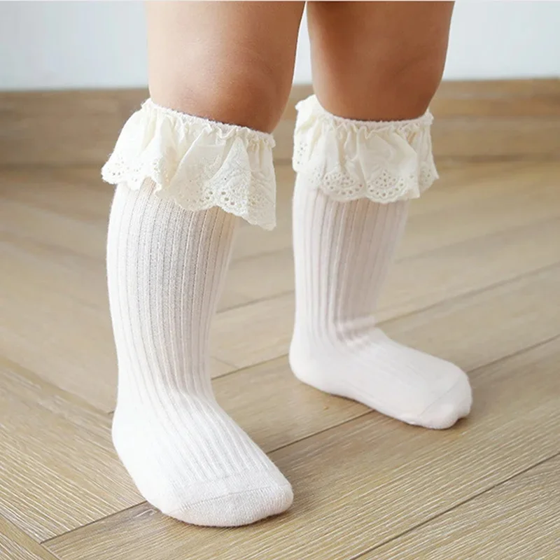 0 To 3 Y Baby Children New Kids Toddlers Girl Sock Cotton Flexible with Knee-Length Soft Cotton Lace for Babies/Girls Stockings