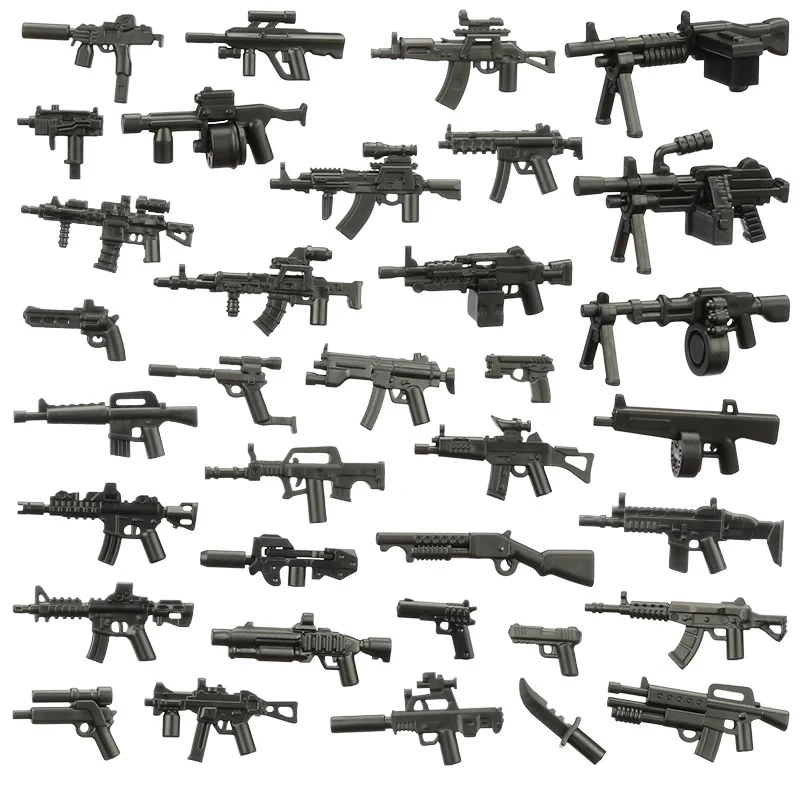 Military Army Weapons Building Blocks Light Machine Guns M16 M4 AK Action Special Forces Figures Accessories Mini Brick Kid Toys