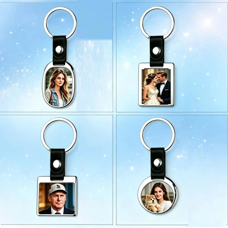 Custom Photo Keychain with Leather and Metal Texture, Unique and Meaningful, Perfect for Parents, Couples, and Friends
