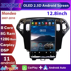 Android 11 12.8 Inch Vertical Screen Tesla Style Car Radio GPS Carplay Auto Navigation Player For Ford Mondeo 2007-2010