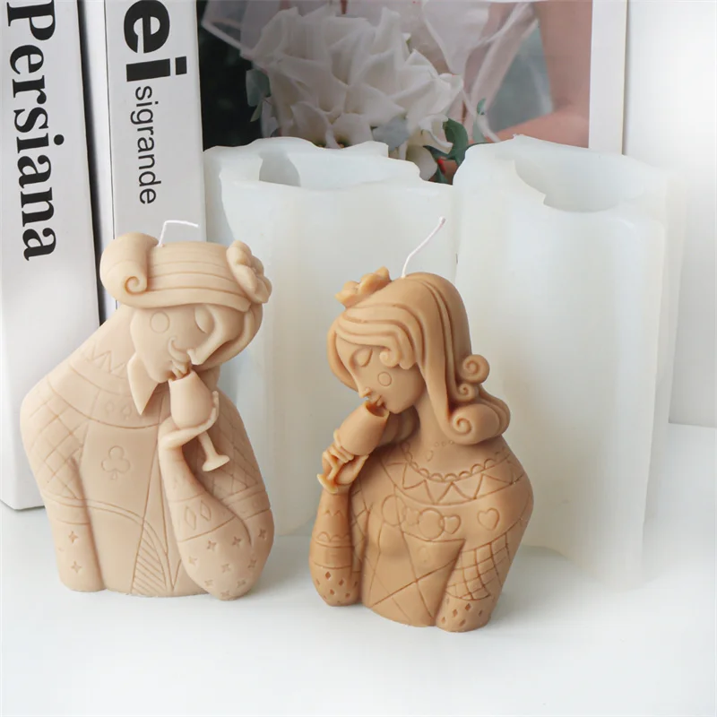 3D Abstrakte Mann-Frau-Kussbecher Silikon-Kerzenform, Kussbecher-Paar-Figurenform, DIY Kerzen-, Seifen-, Harz-, Gipsform für Heimdekoration
