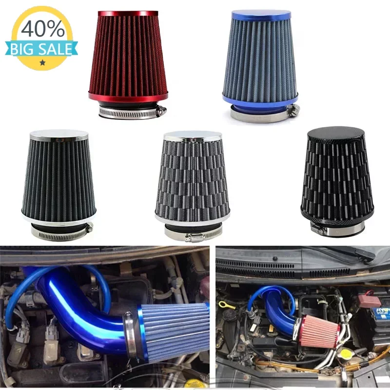 

76MM 3″ High Flow Cold Air Intake Filter Universal Induction Kit Car Accessories Vehicles Air Filters Sport Power Mesh Cone