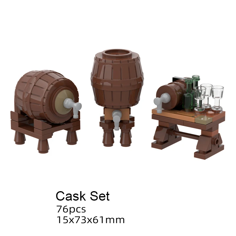 MOC Medieval Winepress Building Blocks Kit Cask Wine Cellar Grape Trellis Bricks Assemble Toys Kids Gift