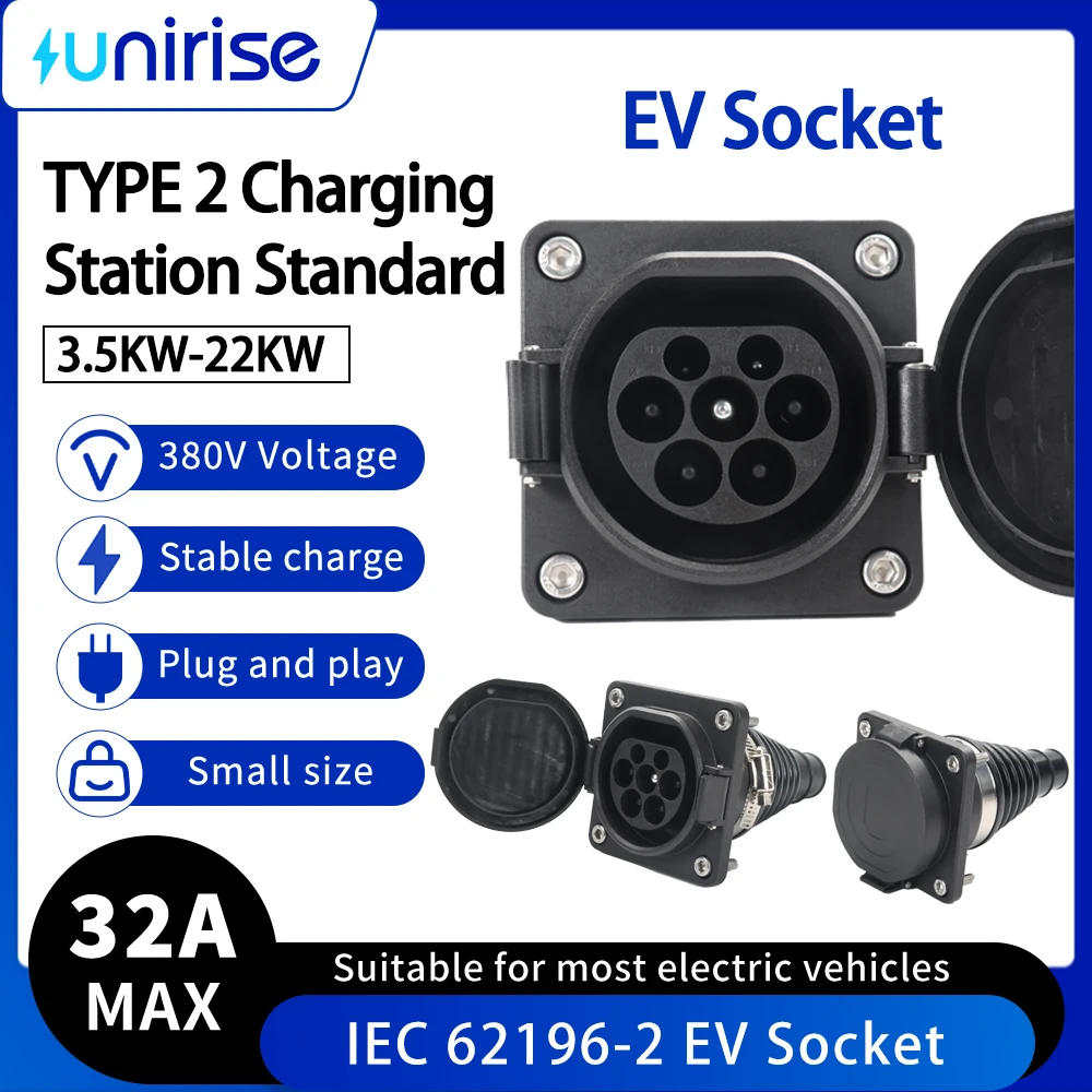 

Type 2 Ev Charging Socket Male 16A 32A 1Phase/3Phase for IEC 62196-2 EV Charger Adaptor Socket 22KW