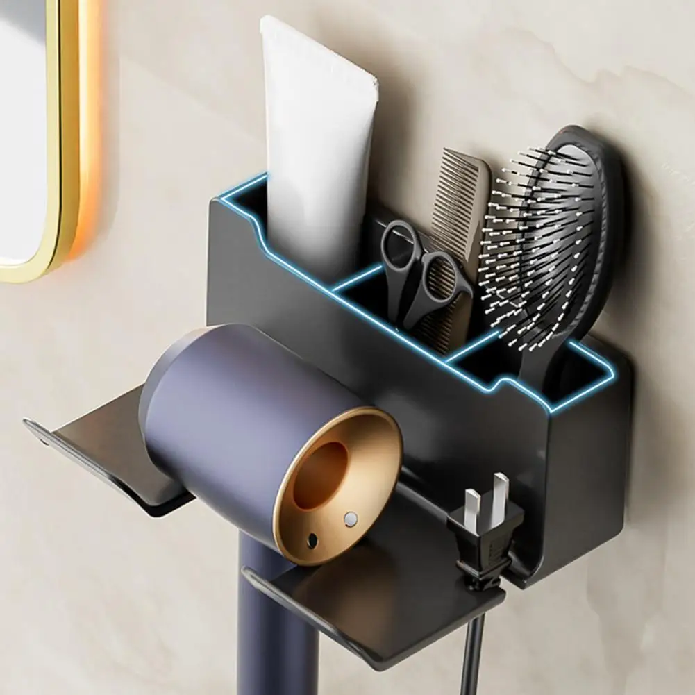 Hair Dryer Storage Rack Hair Dryer Holder with Strong Load-bearing Capacity Space Saving Organizer for Simple Installation