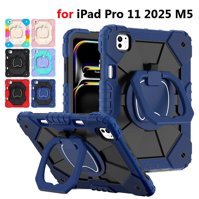 Case for Ipad Pro 11 2025 M5 A3358 A335 for Ipad Pro 11 Inch 2024 5th M4 Tablet Case 360 Degree Rotation Handle Shockproof Cover