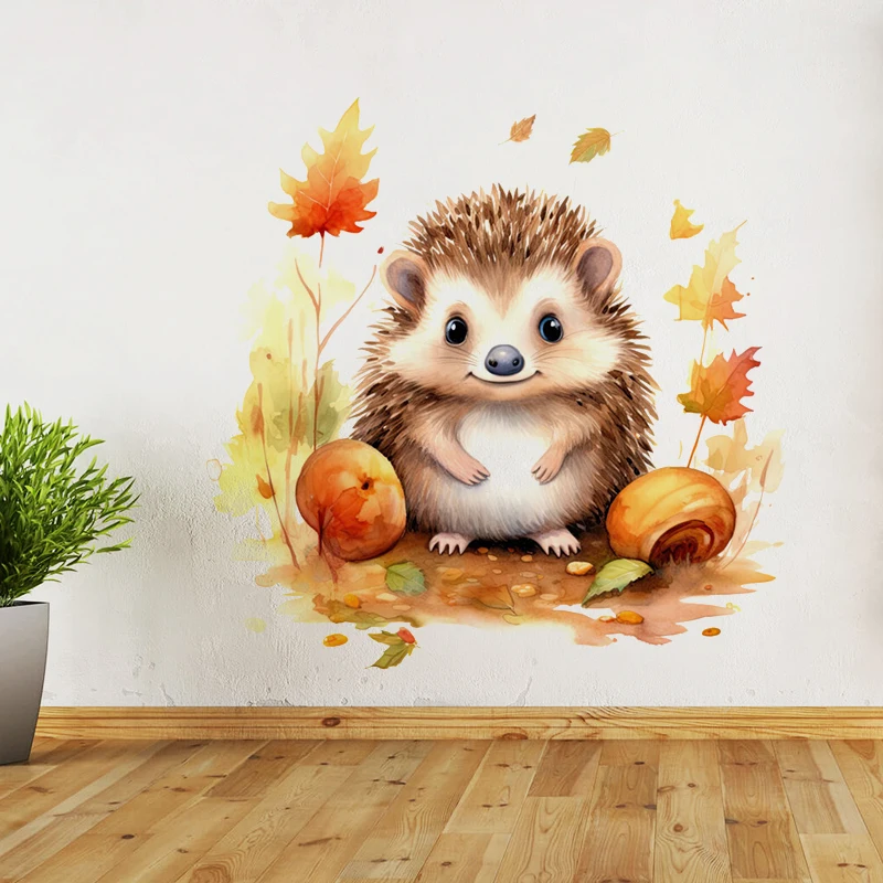 T396# Cute Hedgehog Hippo Fox Rabbit Lion Animal Wall Sticker Kids Room Background Home Decoration Mural  Decal