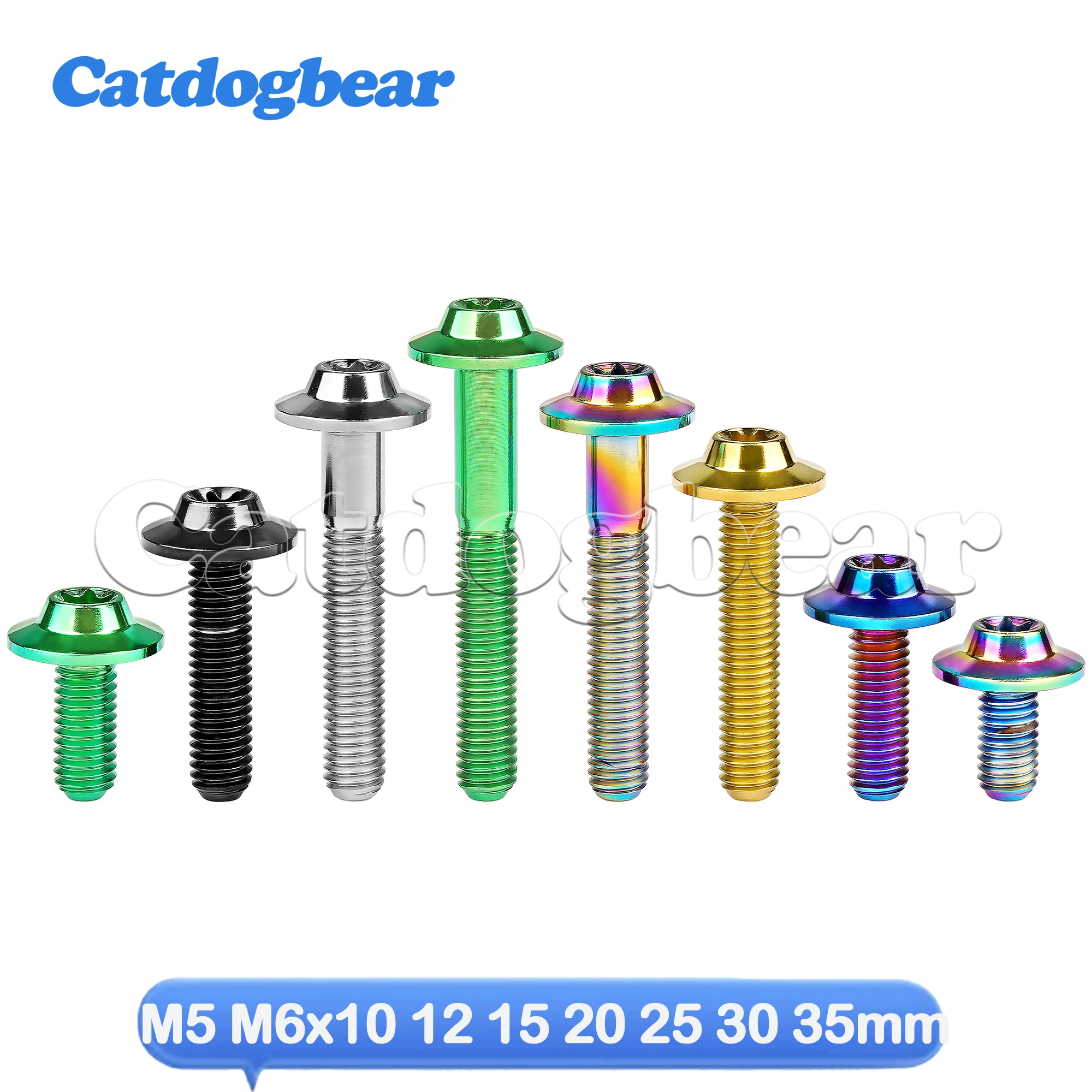 Catdogbear M5 M6x10 12 15 20 25 30 35mm Titanium Bolt for Bicycle Modification Butterfly Umbrella Head Inside Plum Blossom