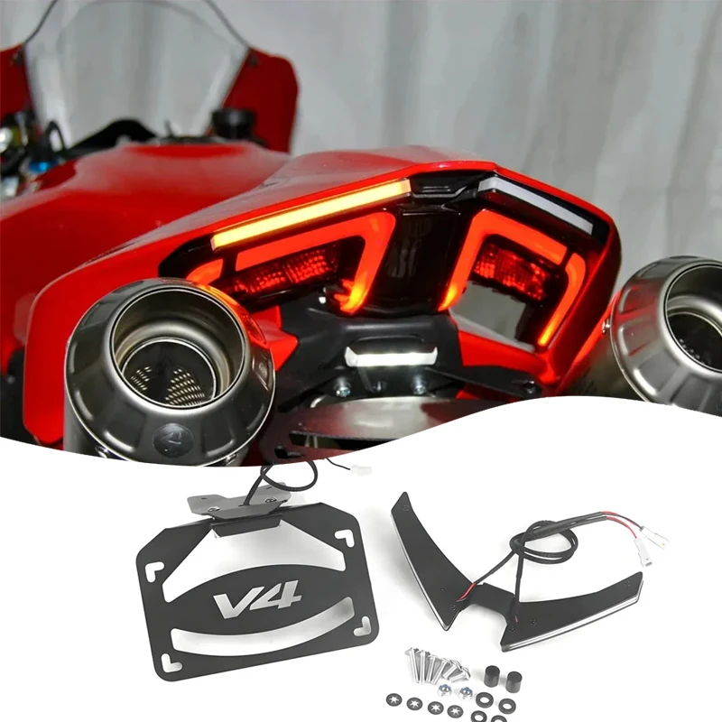 حامل لوحة ترخيص جديد إشارة الانعطاف حامل لوحة ترخيص متكامل ذيل قصير لـ Panigale V2 V4 V4S Streetfighte V4 V2 2025+