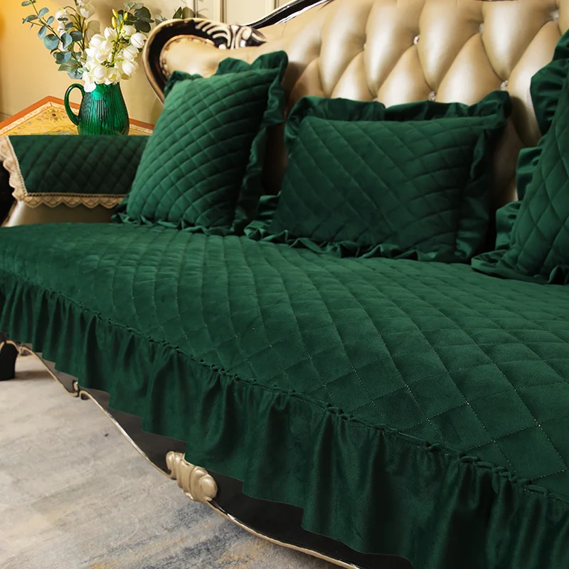 European Sofa Cover Cushion High-grade Plush Non-slip Cushion Home Decor Living Room Slipcover Furniture Protection Sofa Cover