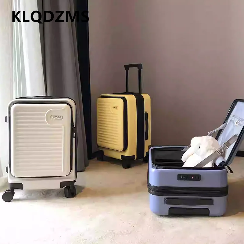 

Чемодан KLQDZMS для путешествий, 20 дюймов, из ABS+PC, ручная кладь, 22/24/26 дюймов, большой вместимости, на колесиках, для студентов, с кодовым замком