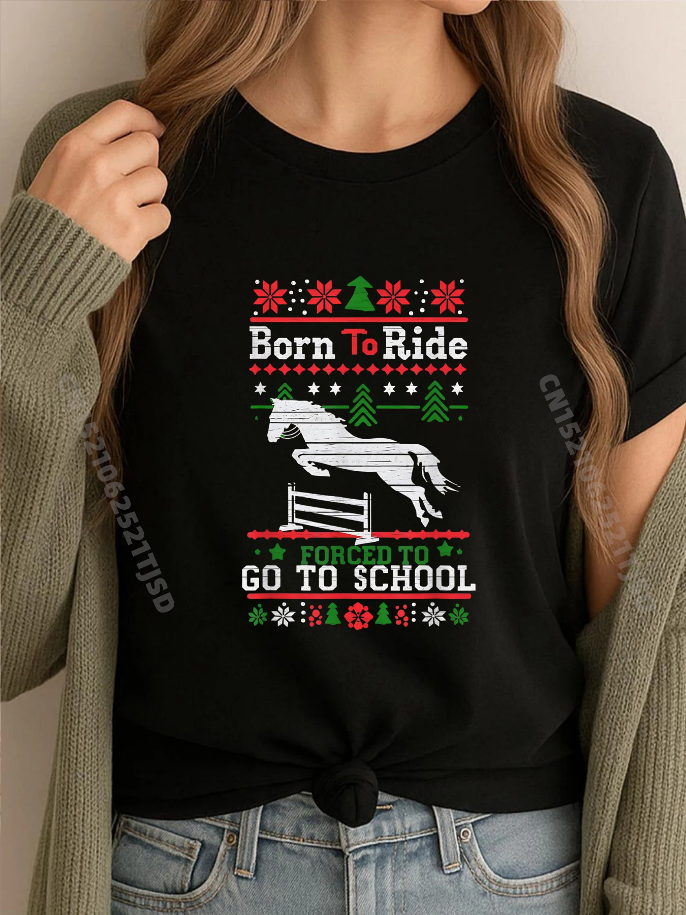 

Рождественская футболка для девочек Horse Racing Art для женщин, конная футболка для любителей лошадей, женщина 100, ℅ Хлопковая мужская одежда