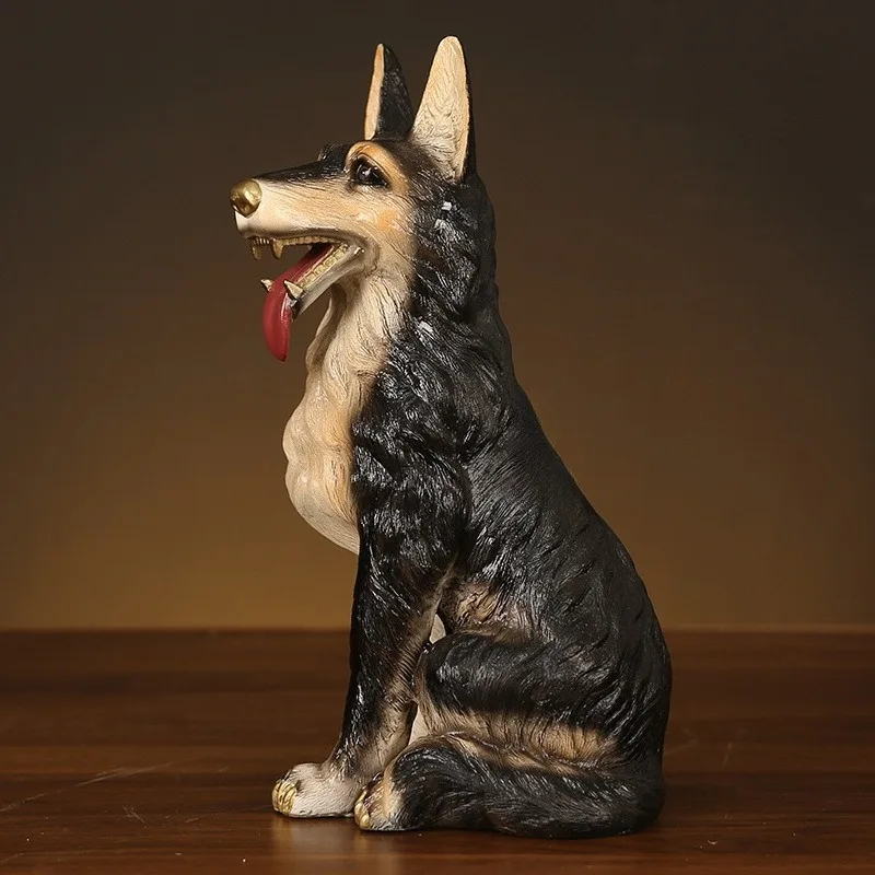 Copper pet German shepherd dog Statue animal Chinese Zodiac dog Statue Office Home Decor Gift for Desk Ornament