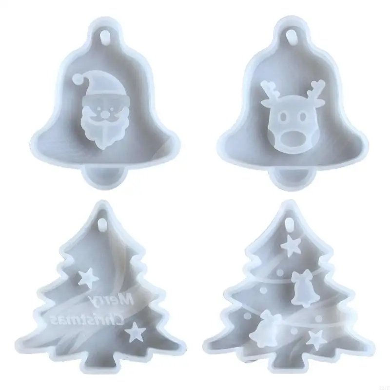 E21F Christmas Tree Bell Elk Pendant Silicone Mould DIY Art Craft Aroma Wax Gypsum Clay Plaster Jewelry Making Resin Mold