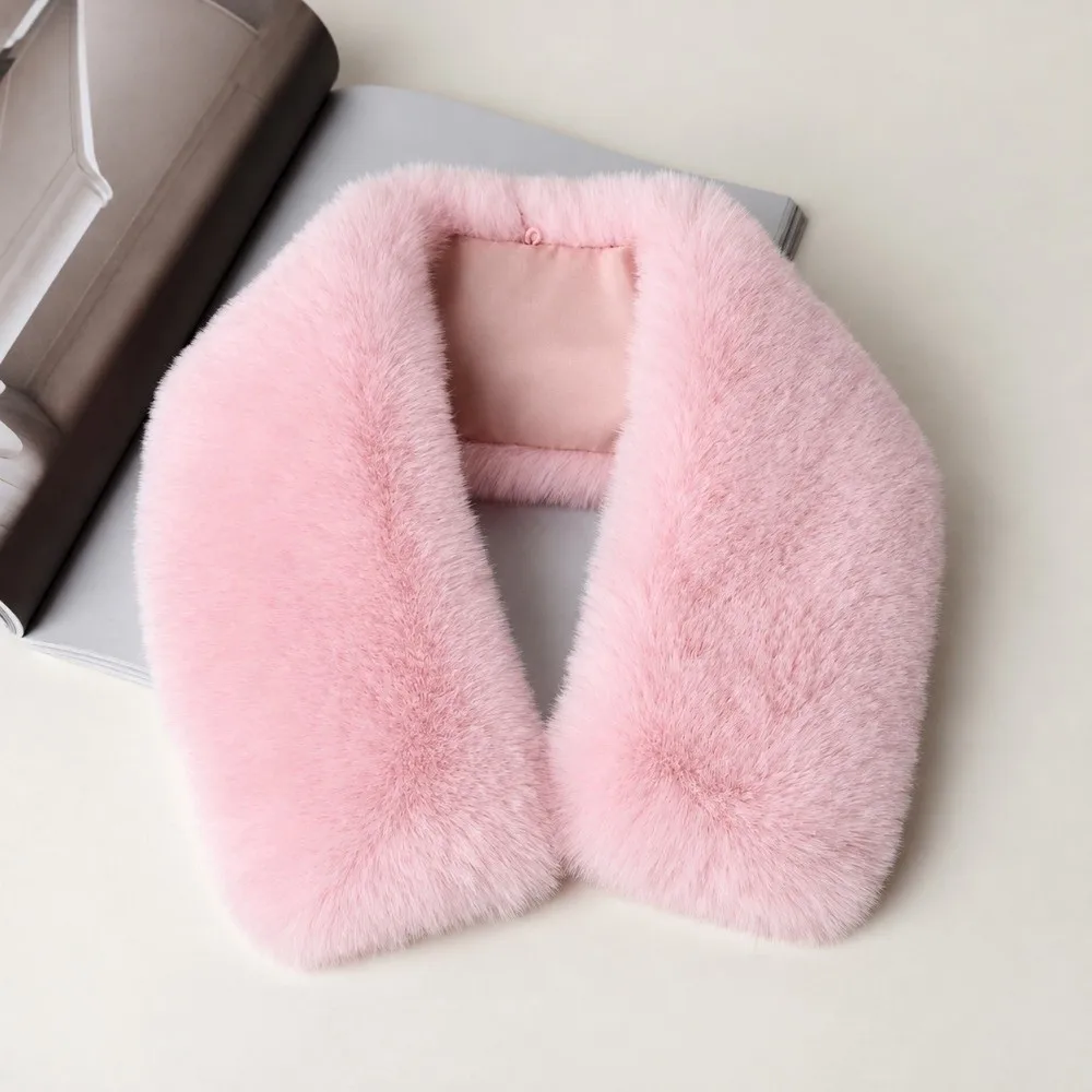 DIY Accessories Faux Fur Fake Collar Thick Concealed Buckle Fur Collar Shawl Easy To Wear Neck Warmer Fur Collar Scarf