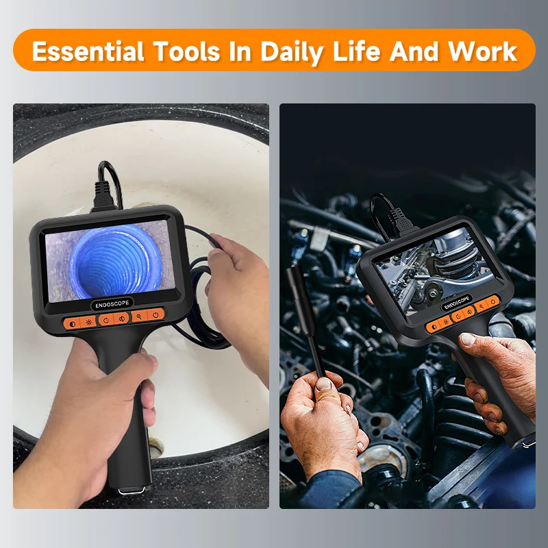 4.3“ IPS Screen Industrial Endoscope Camera HD1080P Waterproof 2M-100M For Pipe Sewer Inspection Borescope With Adjustable 8LEDs