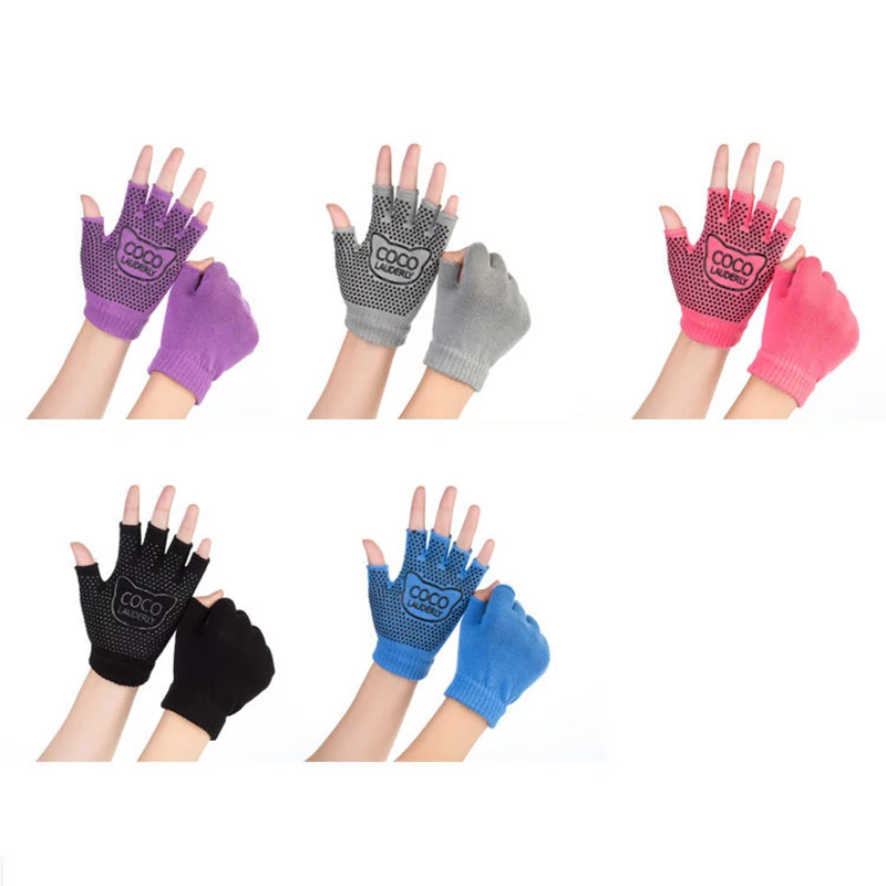 Yoga Gloves Women Non-slip Fitness Gloves For Gym Yoga Pilates Balance Warm Workout Fitness Half Finger Hand Protector Glove