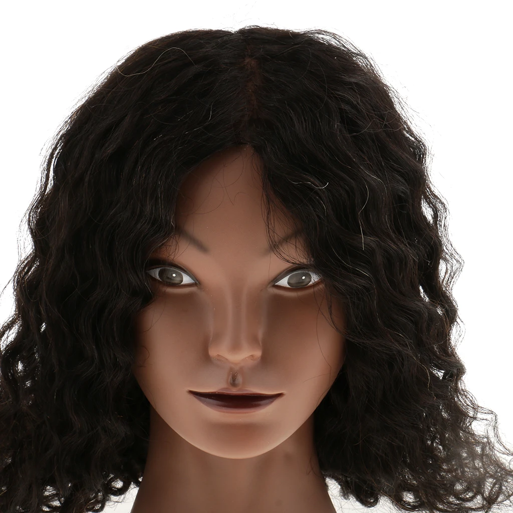 

Hairdressing Cosmetology Silicone Practice Training Manikin Head Curly Black