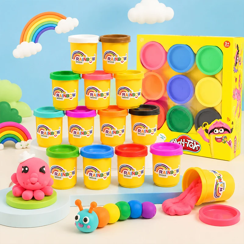 12 Colors Play Dough Refill Pack Canned Modeling Clay Set 600g Kids Soft DIY Plasticine Girls Boys Educational Sensory Art Toy