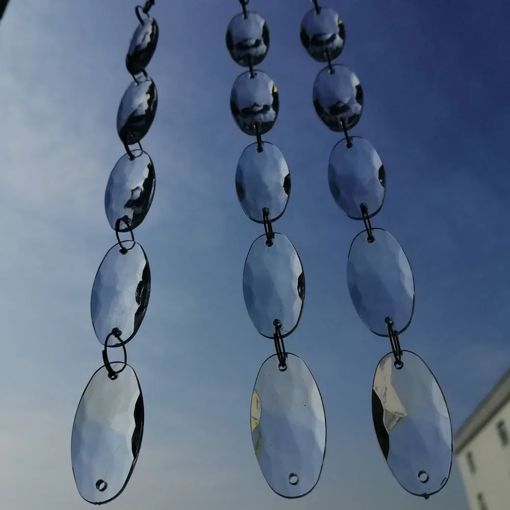 Camal 1meter Garland Chain Clear 32mmx18mm Acrylic Oval-shaped Bead Prisms Chandelier Lamp Part Accessories Wedding Centerpiece
