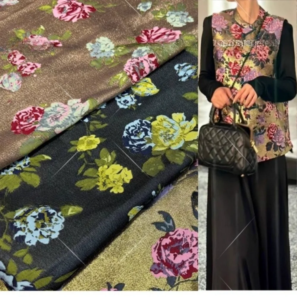 

Woven Jacquard Suit Fabric For DIY Sewing Metal Wire Relief Flower Fashion Trench Coat Suit Creative Design Cloth Per Meter