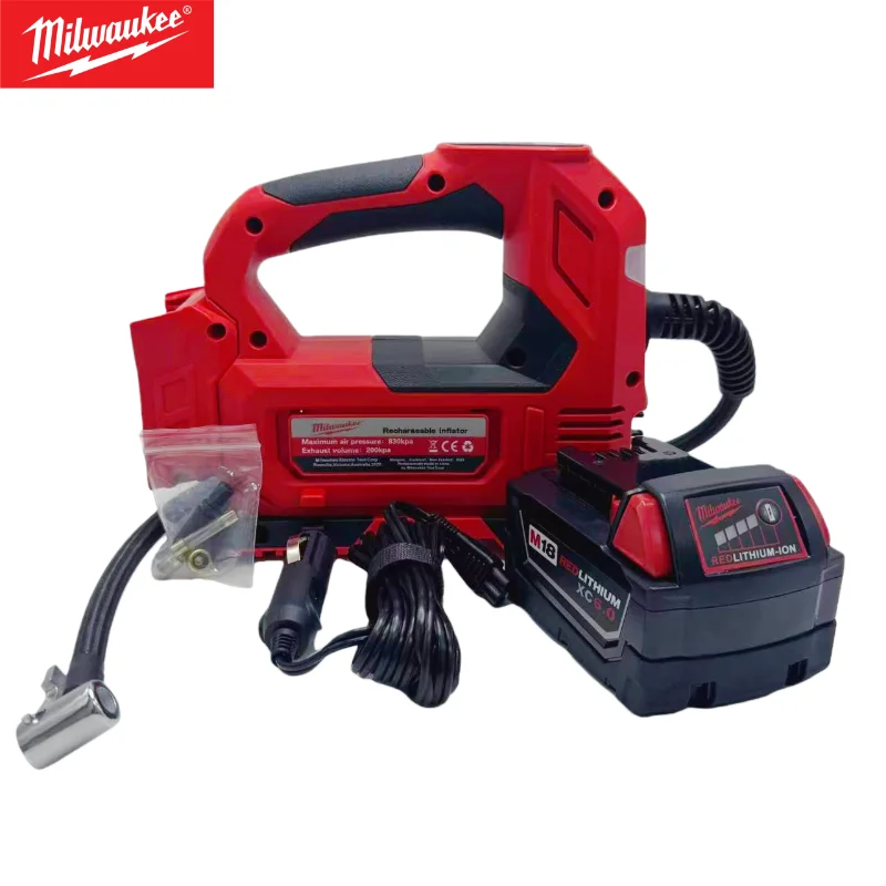 

Milwaukee Cordless Electric Air Pump Tire Inflator Air Compressor with Digital Pressure Gauge For Milwaukee 18V Battery PIN