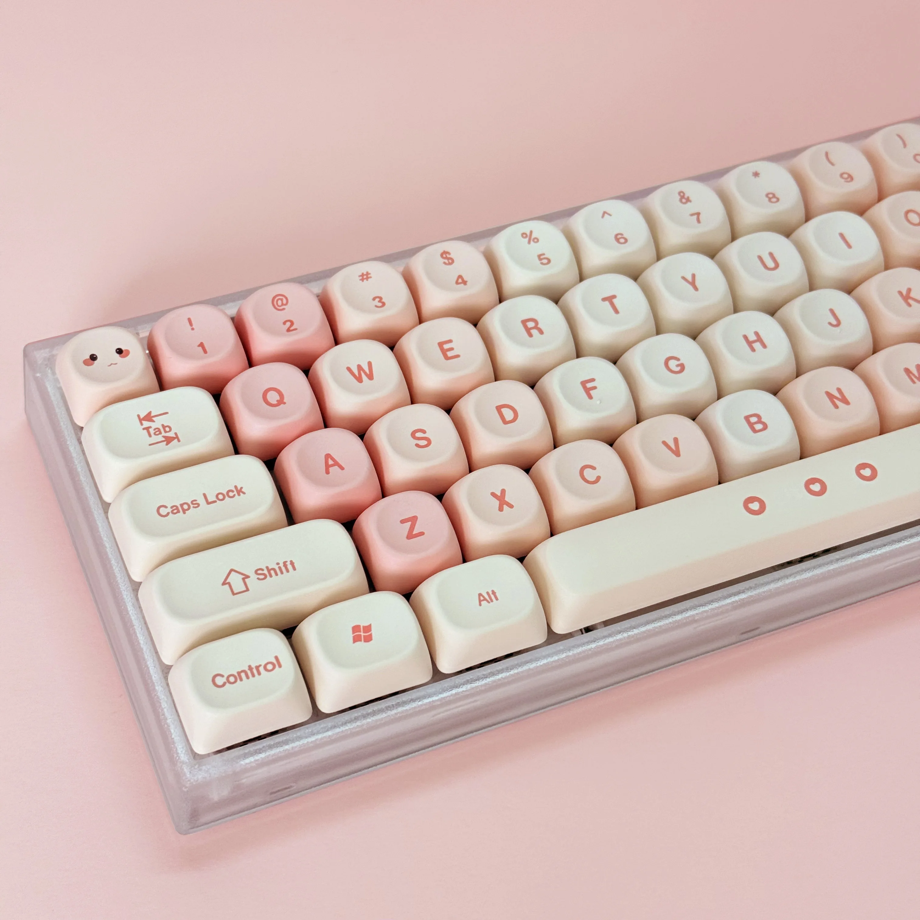 

Cute KeyCaps MOA Pink Purple Yellow MAO Profile Cat Ear Shape Custom PBT Keycap for 60% 65% 75% TKL 96% Mechanical Keyboard
