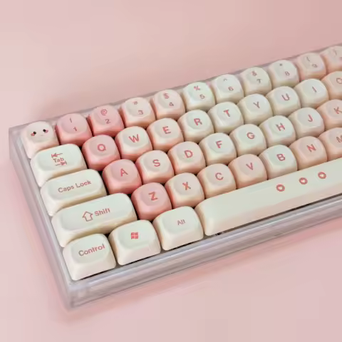 Cute KeyCaps MOA Pink Purple Yellow MAO Profile Cat Ear Shape Custom PBT Keycap for 60% 65% 75% TKL 96% Mechanical Keyboard