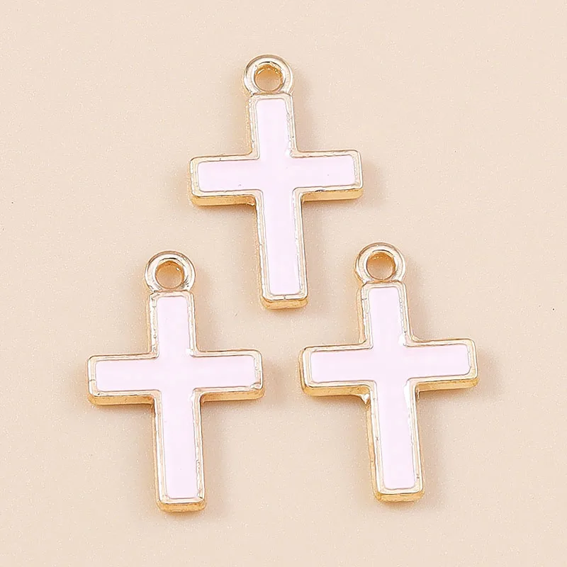 Leslie 10 Stück religiöse Kreuz-Charms-Anhänger für Halskette, Ohrringe, Gold, Silber, vergoldet, Charms, DIY-Schmuckherstellung – Detail 8