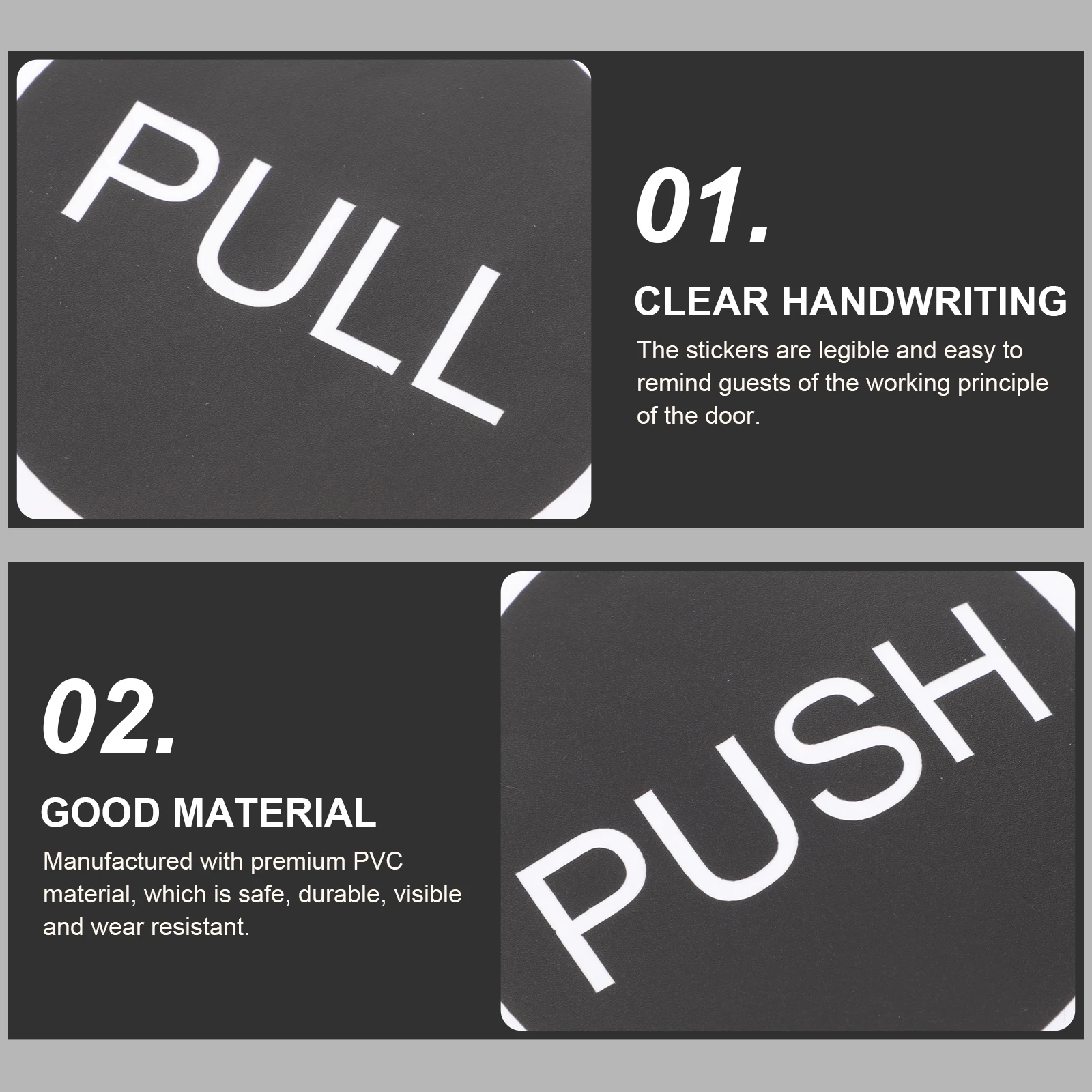 

4 Sets 7cm Round Door Stickers Creative Wall Decor Push Pull Signs Hollowed Letter Door Decals for Store Shopping Mall Premium