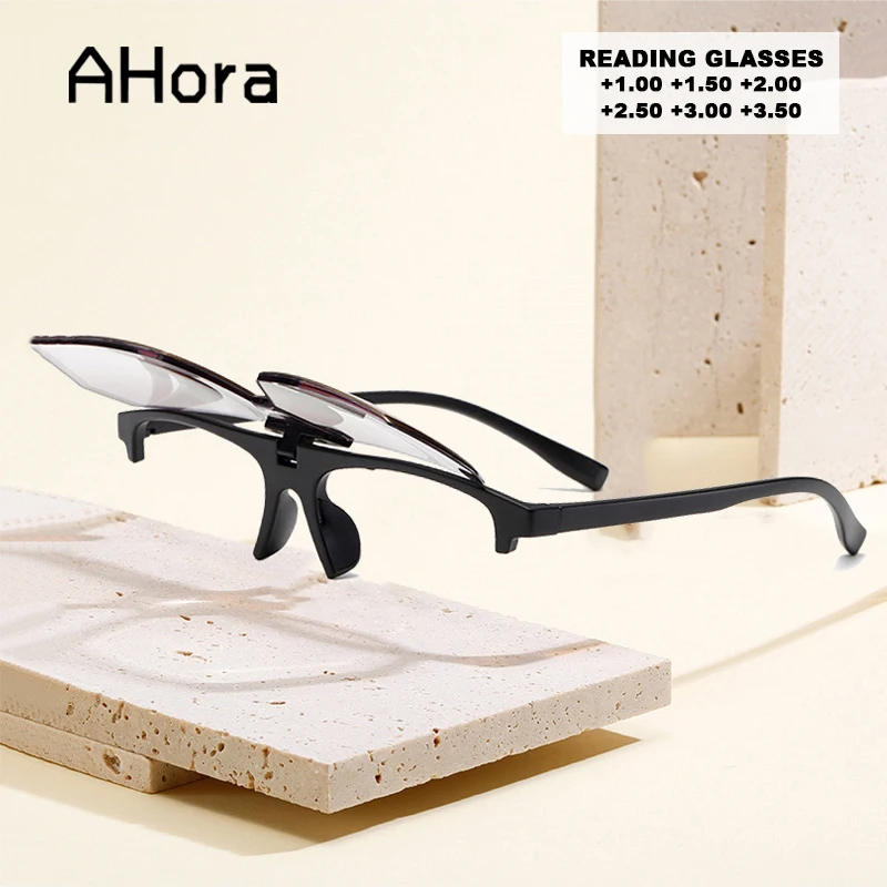 

Ahora Flip Up Presbyopic Reading Glasses Women Men Fashion Personality Presbyopia Eyewear With Degree +1.0+1.5+2.0+2.5+3.0+3.5+4