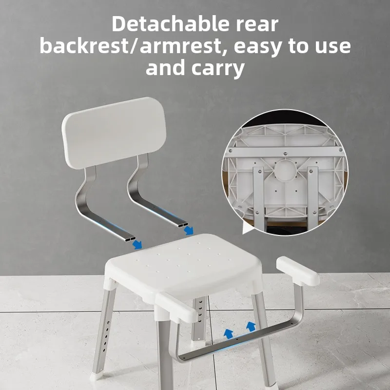 Japanese Non-slip Elderly Bathroom Armchair, Bath Shower Stools, Non-punching Safe Space Aluminum Pregnant Women Bathroom Chairs